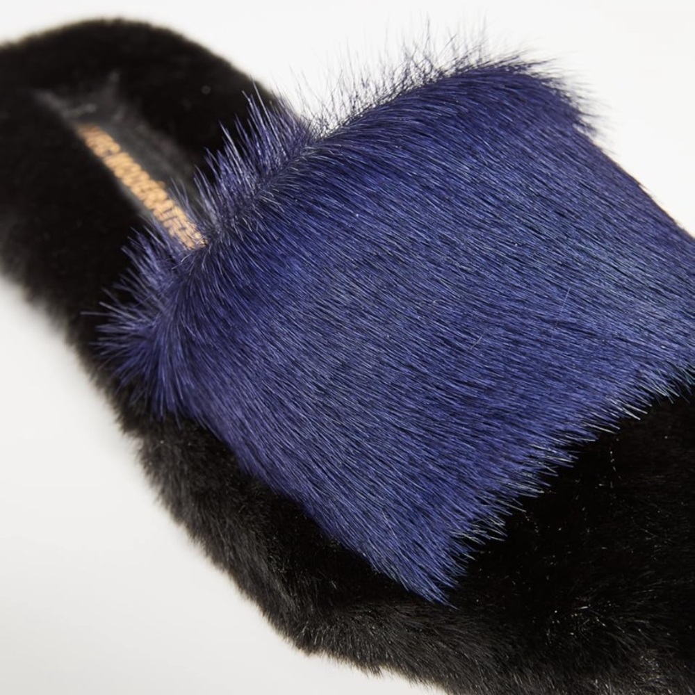 🙂Avec  Moderation Navy Fur & Leather Blue-Bora Bora Comfy Soft 38 🇮🇹 - Picture 12 of 16